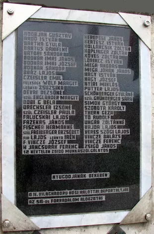 A II. világháború áldozatainak emléktáblája